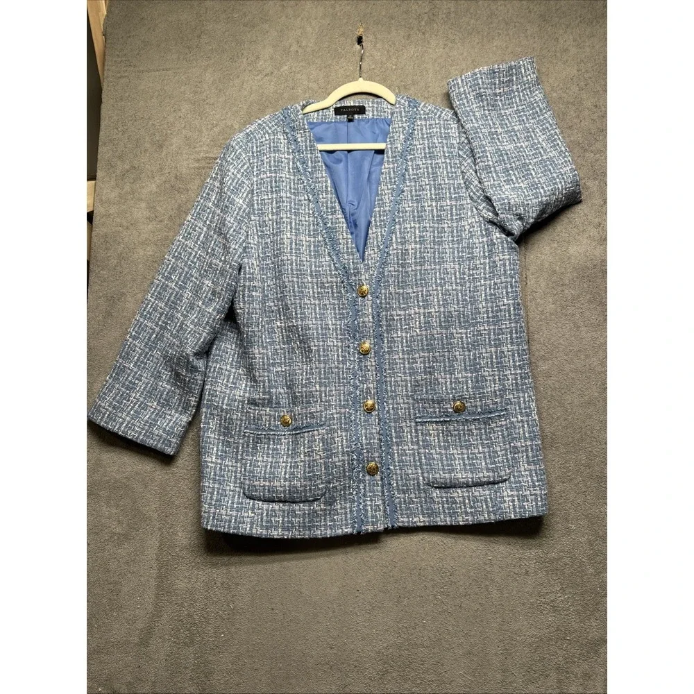Talbots Women's‎ 14 Tweed Blazer Jacket Gold Button Lined Career Office Business